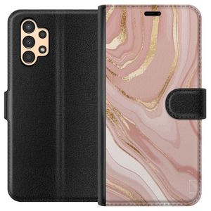 Samsung Galaxy A13 Svart Plånboksfodral Ljusrosa marmor