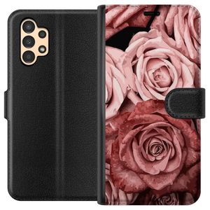 Samsung Galaxy A13 Svart Plånboksfodral Rosmönster