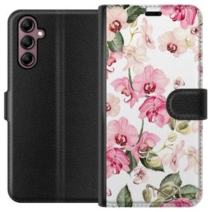 Samsung Galaxy A14 5G Svart Plånboksfodral Rosa blommor