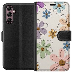 Samsung Galaxy A14 5G Svart Plånboksfodral Tecknade Blommor
