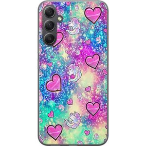 Samsung Galaxy A15 5G Transparent Mobilskal Enhörning och hjärtan