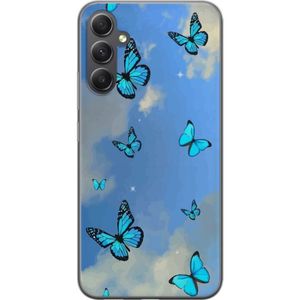 Samsung Galaxy A15 5G Transparent Mobilskal Himlen med fjärilar