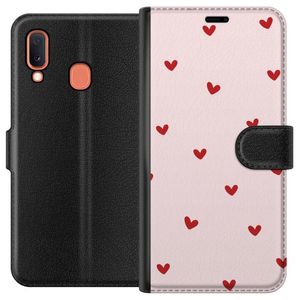 Samsung Galaxy A20e Svart Plånboksfodral Små Hjärtan