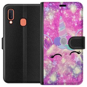 Samsung Galaxy A20e Svart Plånboksfodral Glad Enhörning
