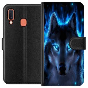 Samsung Galaxy A20e Svart Plånboksfodral Blå Varg