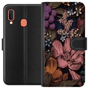 Samsung Galaxy A20e Svart Plånboksfodral Tecknade blommor