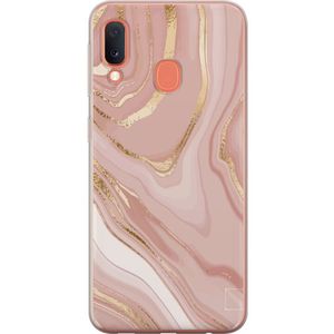 Samsung Galaxy A20e Gennemsigtigt Telefoncover Ljusrosa marmor