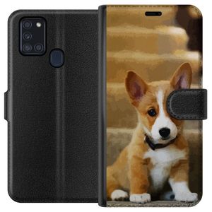 Samsung Galaxy A21s Sort Lommebokdeksel Liten Hund