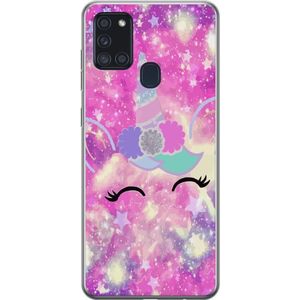 Samsung Galaxy A21s Transparent Mobilskal Glad Enhörning