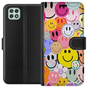 Samsung Galaxy A22 5G Sort Lommebokdeksel Leende Ansikten