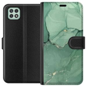 Samsung Galaxy A22 5G Musta Lompakkokotelo Grön Marmor