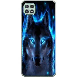 Samsung Galaxy A22 5G Läpinäkyvä Puhelinkotelo Blå Varg