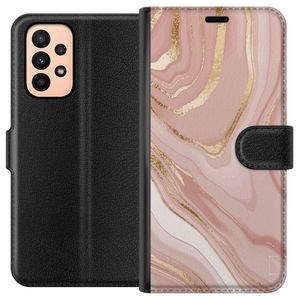 Samsung Galaxy A23 Svart Plånboksfodral Ljusrosa marmor