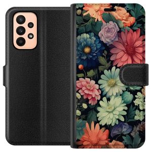 Samsung Galaxy A23 Sort Lommebokdeksel Färglada blommor