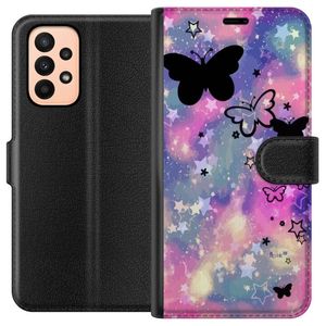 Samsung Galaxy A23 Svart Plånboksfodral Flygande fjärillar
