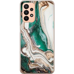 Samsung Galaxy A23 Transparent Mobilskal Grön / Guld marmor