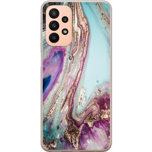 Samsung Galaxy A23 5G Transparent Mobilskal Lila marmor