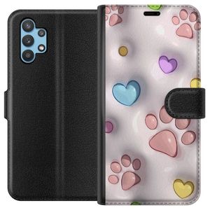 Samsung Galaxy A32 5G Svart Plånboksfodral Fluffiga Tassar