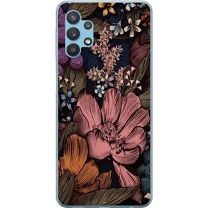Samsung Galaxy A32 5G Transparent Mobilskal Tecknade blommor