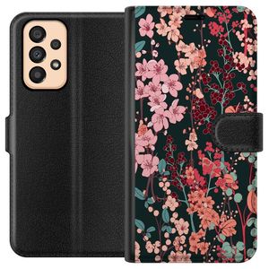 Samsung Galaxy A33 5G Sort Tegnebogsetui Blommor