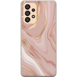 Samsung Galaxy A33 5G Transparent Mobilskal Ljusrosa marmor