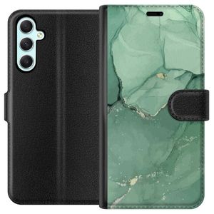 Samsung Galaxy A34 Svart Plånboksfodral Grön Marmor