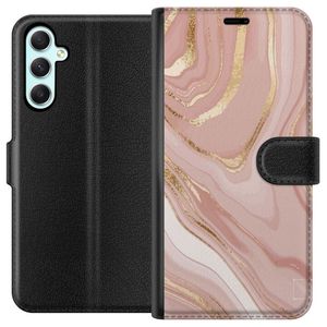 Samsung Galaxy A34 Svart Plånboksfodral Ljusrosa marmor