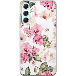 Samsung Galaxy A34 Läpinäkyvä Puhelinkotelo Rosa blommor