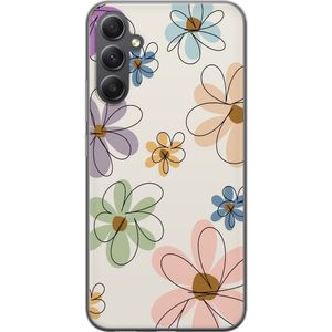 Samsung Galaxy A35 Transparent Mobilskal Tecknade Blommor
