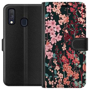 Samsung Galaxy A40 Sort Lommebokdeksel Blommor