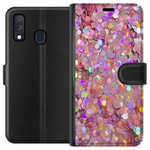 Samsung Galaxy A40 Svart Plånboksfodral Glitter