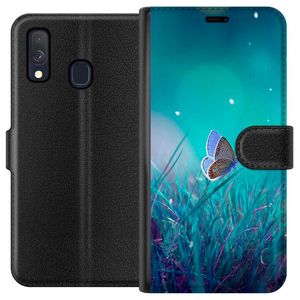 Samsung Galaxy A40 Svart Plånboksfodral Blå fjäril
