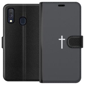 Samsung Galaxy A40 Svart Plånboksfodral Kors