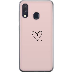 Samsung Galaxy A40 Transparent Mobilskal Hjärta.