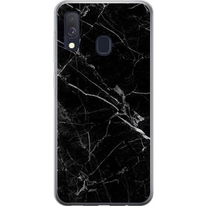 Samsung Galaxy A40 Transparent Mobilskal Svart marmor