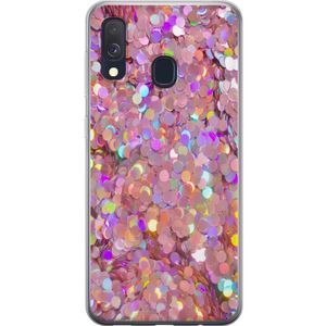 Samsung Galaxy A40 Gjennomsiktig Telefondeksel Glitter