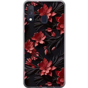 Samsung Galaxy A40 Transparent Mobilskal Intensiva blommor