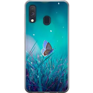 Samsung Galaxy A40 Läpinäkyvä Puhelinkotelo Blå fjäril