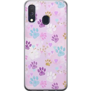 Samsung Galaxy A40 Transparent Mobilskal Kattavtryck