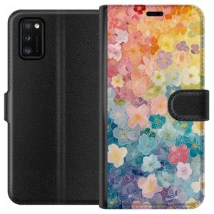 Samsung Galaxy A41 Sort Tegnebogsetui Miniatyrblommor