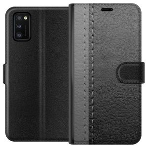 Samsung Galaxy A41 Sort Tegnebogsetui Grått Fake Läder