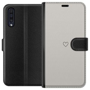 Samsung Galaxy A50 Svart Plånboksfodral Grått hjärta