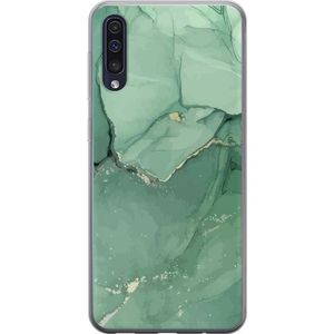 Samsung Galaxy A50 Transparent Mobilskal Grön Marmor