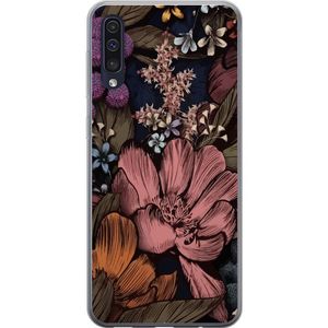 Samsung Galaxy A50 Gjennomsiktig Telefondeksel Tecknade blommor