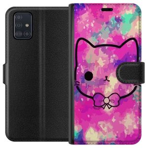 Samsung Galaxy A51 Svart Plånboksfodral Katt