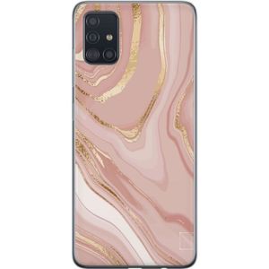 Samsung Galaxy A51 Transparent Mobilskal Ljusrosa marmor