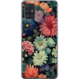 Samsung Galaxy A51 Transparent Mobilskal Färglada blommor