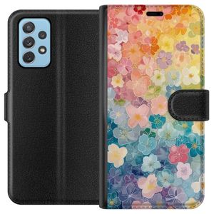 Samsung Galaxy A52 5G Svart Plånboksfodral Miniatyrblommor