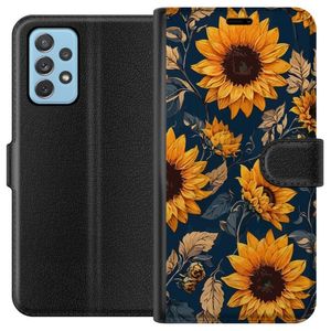 Samsung Galaxy A52 5G Svart Plånboksfodral Solrosor