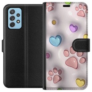 Samsung Galaxy A52 5G Svart Plånboksfodral Fluffiga Tassar